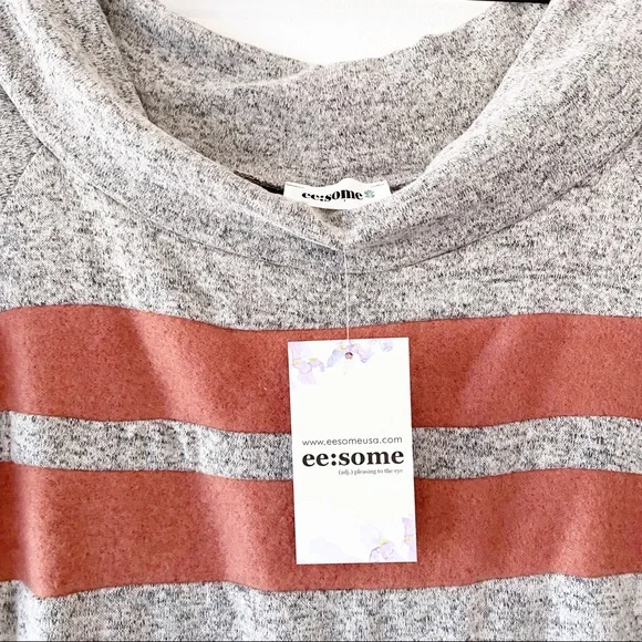 NWT EE:SOME varsity off the shoulder gray long sleeve shirt - Picture 5 of 8